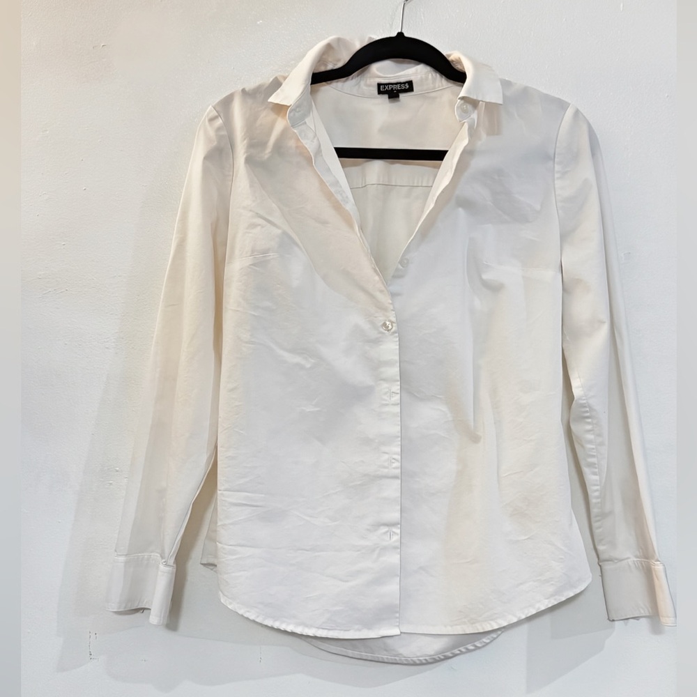 2/$10 Express White Long Sleeve Button Down Shirt